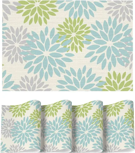 Vista 10 de Artoid Mode - Juego de 4 manteles individuales de vinilo con diseño floral, resistentes al calor, lavables, antideslizantes, de PVC, para decoración