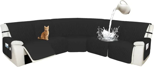 Vista 24 de Arfntevss Fundas de sofá modular reclinable, 100% impermeable, en forma de L, para sillón reclinable en forma de L, funda seccional lavable