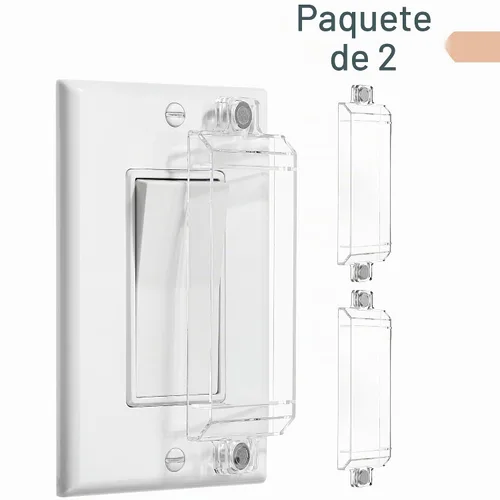 Vista 2 de Bates - Protector magnético para interruptor de luz, paquete de 2, transparente, a prueba de niños, cerradura, protector de interruptor de pared