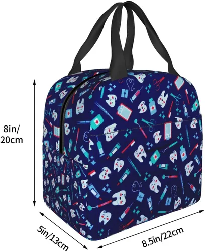Vista 4 de Bolsa de Almuerzo Higienista Dental Lonchera para Mujeres y Hombres Bolsa de Picnic Aislada Enfriador Térmico Bolsa Tote Linda para Trabajo Camping