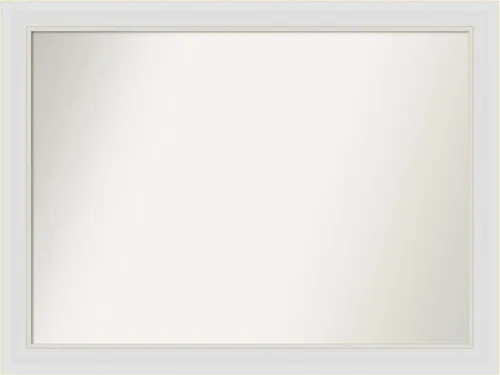 Vista 99 de Amanti Art Espejo de baño blanco para sobre el fregadero, 24 x 26 pulgadas, espejo rectangular blanco y blanco, marco de madera contemporáneo