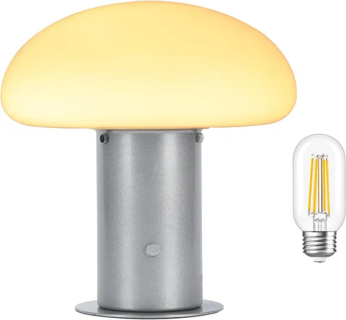 Vista 9 de Lámpara de hongo, lámpara de mesa retro con interruptor de control táctil, lámpara de mesita de noche regulable de 3 vías para dormitorio y sala