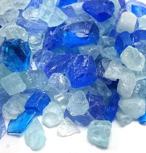 Vista 25 de (5 libras de mezcla de cobalto y azul de primera calidad, para interiores y exteriores, vidrio de fuego triturado para interiores y exteriores
