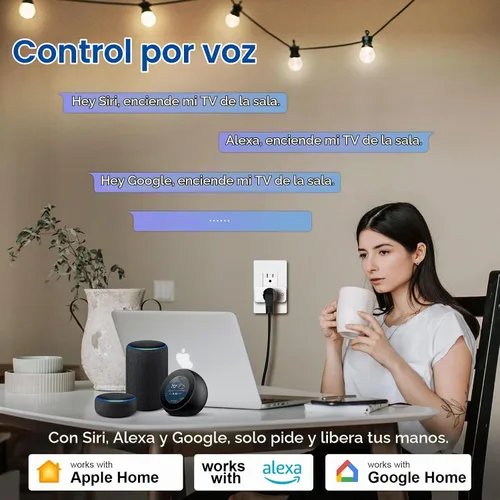 Vista 5 de Salida inteligente Matter 15A, Google Home, Alexa, SmartThings, solo 2.4G