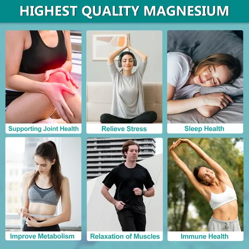 Vista 7 de CANLIST Suplementos de glicinato de magnesio de 450 mg para la salud ósea y muscular, apoya el sueño profundo, relajación muscular y alivio