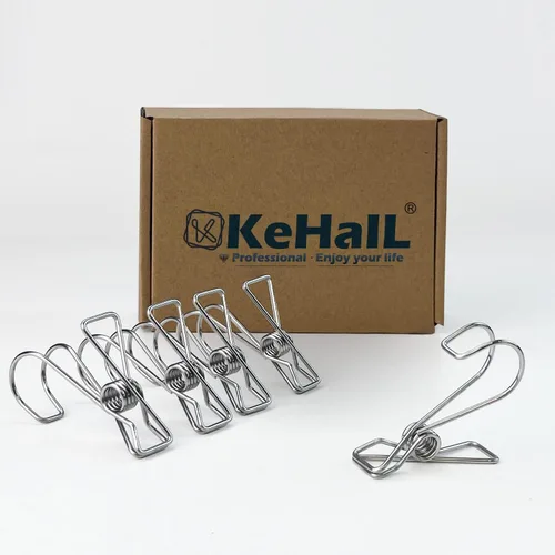 Vista 6 de 12+2 piezas de clip de acero inoxidable 304 con gancho, clips duraderos para colgar, perchas multifuncionales resistentes para uso para artículos
