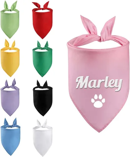 Vista 10 de Bandana personalizada para perro con nombre bordado, bufanda para cuello personalizada, babero triangular, accesorios para mascotas para perros