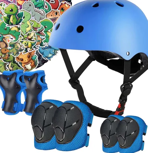 Vista 16 de Juego de casco de bicicleta para niños, certificado CPSC con rodilleras, coderas, muñequeras, casco negro ajustable para niñas de 2-3-5-8 años
