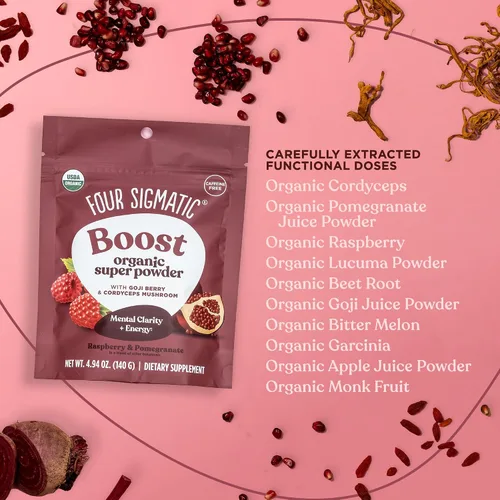 Vista 6 de Four Sigmatic Realiza Super Polvo con Súper Frutas y Antioxidantes Frambuesa Roja - Lata