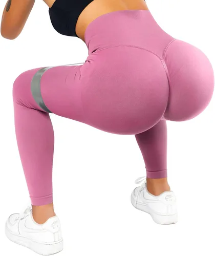 Vista 5 de SUUKSESS Leggings sin costuras para mujer, con levantamiento de glúteos, cintura alta, pantalones de yoga para entrenamiento