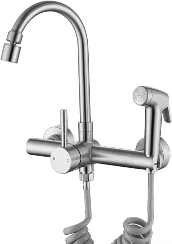 Vista 9 de Grifo de fregadero de cocina de montaje en pared, centro de 4 pulgadas, 6 pulgadas/8 pulgadas, grifo comercial plegable, grifo de llenado de ollas