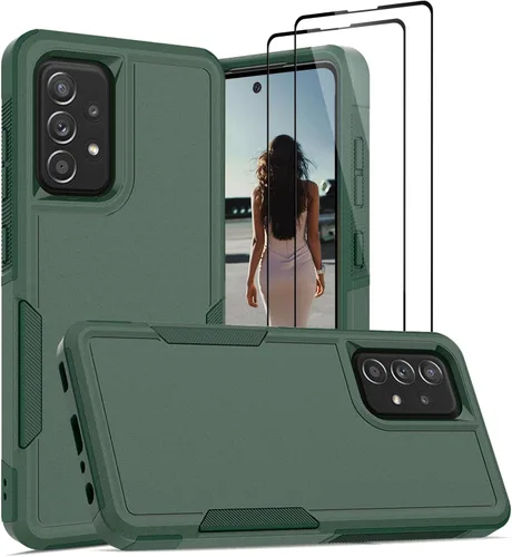 Vista 18 de Jeylly Funda para Samsung Galaxy A52 5G, Galaxy A52 Funda para teléfono con protector de pantalla híbrida de silicona antiarañazos, funda de defensa
