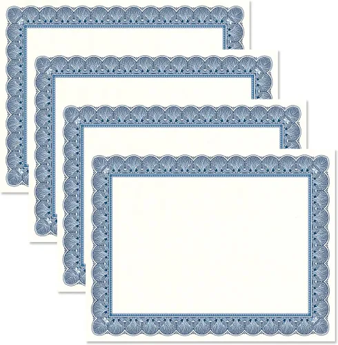 Vista 7 de Papeles de certificado de pergamino estacionario fino azul (Blue-Blue)
