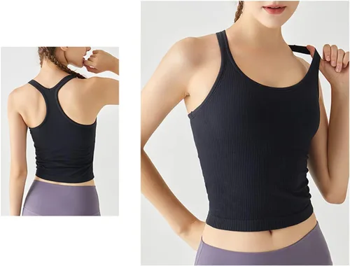 Vista 86 de sphinx cat - Camiseta corta de entrenamiento para mujer, camiseta sin mangas, acanalada, con espalda cruzada y brasier integrado