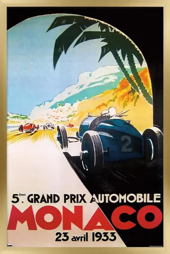 Vista 17 de Trends International Grandprix Automobile Monaco 1933 - Póster de pared Versión enmarcada Barnwood