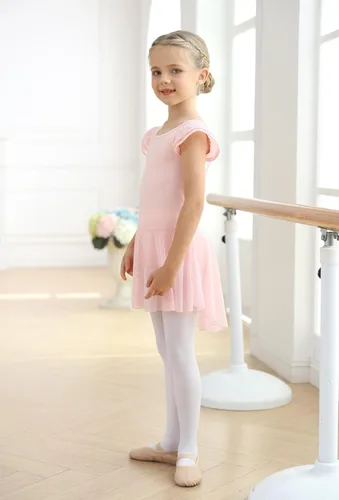 Vista 5 de MdnMd Leotardos de ballet para niñas pequeñas con falda, vestidos de bailarina, trajes de tutú