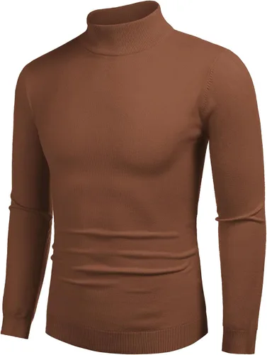 Vista 8 de COOFANDY Suéter de cuello alto falso para hombre, ajuste delgado, informal, básico, suéter térmico de punto 01-Negro