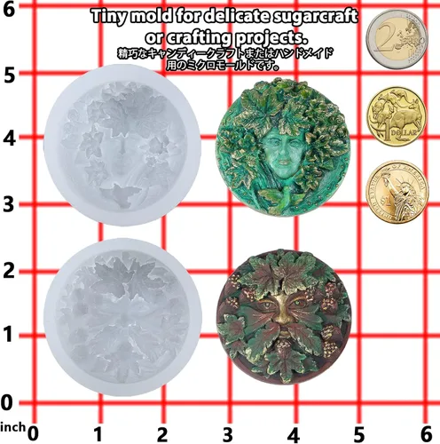 Vista 5 de Greenman and Greenwoman - Juego de moldes de silicona para escultura de placa para decoración de pasteles de fondant, resina epoxi, fundición