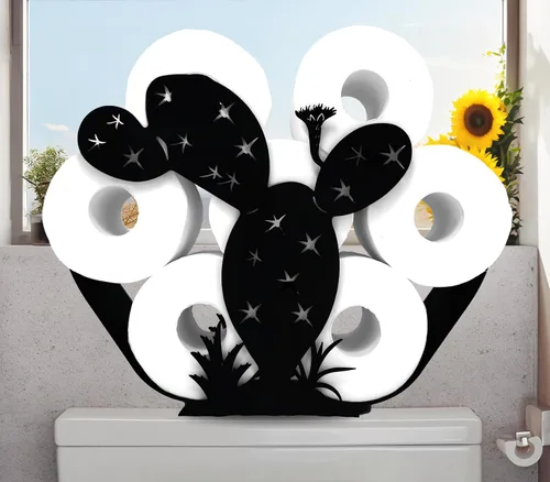 Vista 19 de Black Bear - Soporte de papel higiénico de metal, divertido soporte de papel de animales para baños, organizador independiente con capacidad para 8