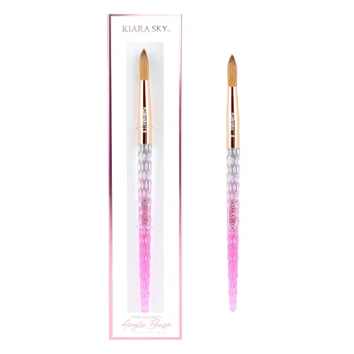 Vista 26 de Kiara Sky Pincel Acrílico #8 - Negro 100% Puro Kolinsky Mango de Corte de Cristal y Resistente al Acetona