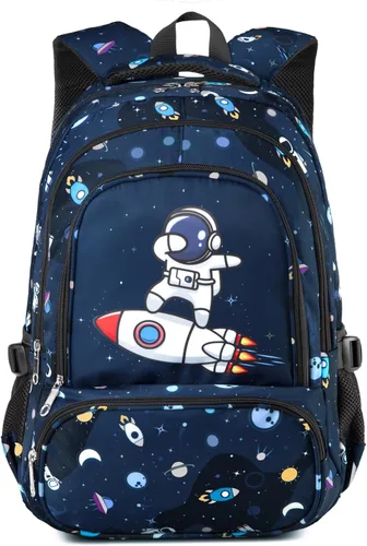 Vista 9 de BLUEFAIRY Mochila infantil para niños primaria, primaria, escuela secundaria, bolsas de libros para libros de regreso a clases, mochila con Negro