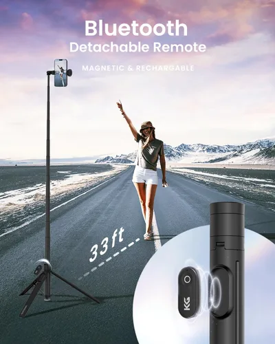 Vista 7 de KraftGeek Trípode Automático para iPhone, Palo Selfie Trípode para Teléfono de 66", Soporte de Trípode con Control Remoto para Grabación de Video