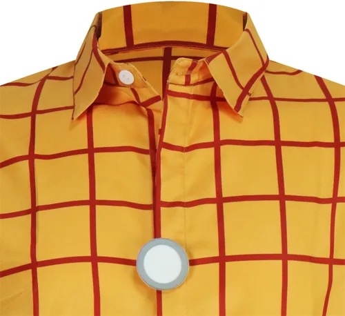 Vista 4 de Jessie Woody - Camisa de disfraz de vaquero para adultos, para Halloween, camisa casual de manga larga con botones para mujeres y hombres, talla L