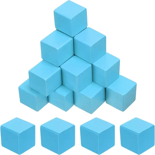 Vista 11 de uxcell 20 bloques de madera para manualidades, cubo de madera sin terminar de 1.2 pulgadas, bloque cuadrado de madera maciza en blanco para Verde