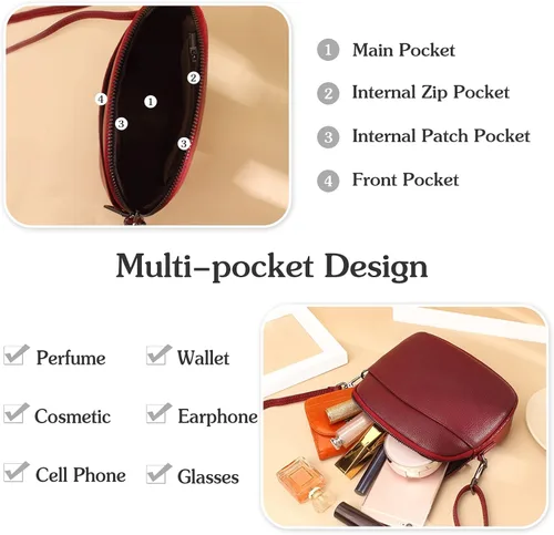 Vista 4 de FANDARE Bolsos de hombro para mujer, bolso ligero de cuero genuino