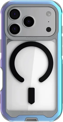 Vista 200 de Ghostek ATOMIC - Funda delgada para Galaxy S21 con parachoques de metal de aluminio y diseño trasero transparente, protección resistente que absorbe