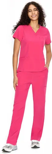 Vista 34 de COZYFIT Scrubs for Women Set - V-Neck & Straight Leg Pants with 9 Pockets Negro