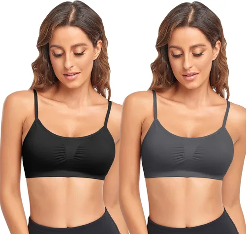 Vista 14 de Litthing Bralettes Padded for Women Cami Strap Bra Seamless Sportsbra Wireless Comfort Yoga Lightly T-Shirt Tank Tops