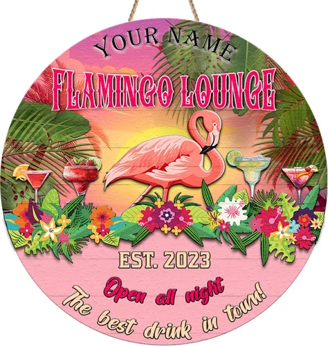 Vista 12 de Letreros de flamenco personalizados impresos en toda la superficie, 8 x 8 pulgadas, 12 x 12 pulgadas, 18 x 18 pulgadas, letrero de flamenco, letrero