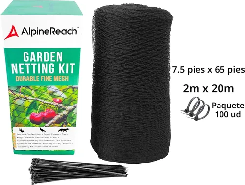 Vista 6 de AlpineReach Red de jardín de 7.5 x 65 pies, red resistente para pájaros, ciervos, protección de plantas, malla tejida extrafuerte, kit reutilizable