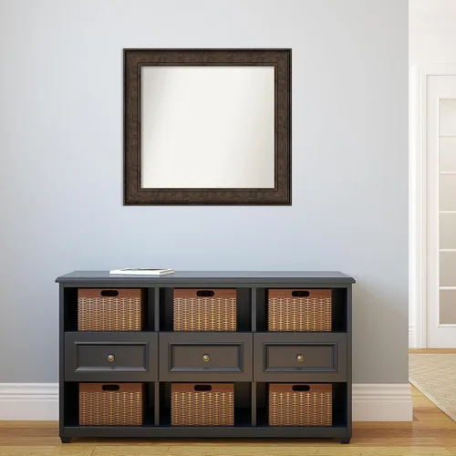 Vista 100 de Amanti Art Espejo de pared personalizado no biselado (25 x 25 pulgadas), marco de bronce acentuado, varios tamaños personalizados, espejo de baño