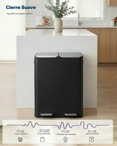 Vista 7 de ComfyCorner - Bote de basura de 16 galones (2 x 30 L) doble, bote de basura de cocina de acero inoxidable, papelera de reciclaje con caja de control
