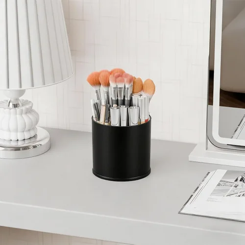 Vista 5 de Yieach Rotating Acrylic Makeup Brush Holder for Vanity,Bathroom Countertop,Round Makeup Brushes Organizer,Spinning Cosmetic Brushes Holder,Make up