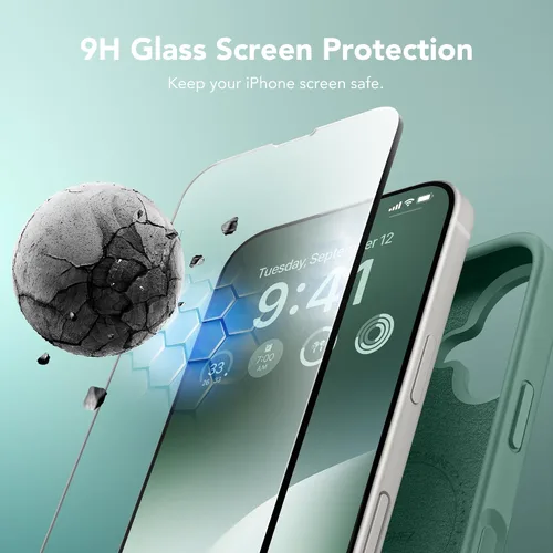 Vista 4 de GONEZ Funda magnética para iPhone 16, [compatible con MagSafe] forro de microfibra antiarañazos y protector de pantalla, control de cámara de Verde