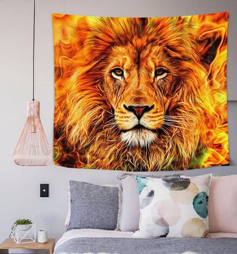 Vista 9 de Rasta Lion of Judah - Tapiz con cabeza de llama, 60 x 40 pulgadas, para colgar en la pared, decoración del hogar Burning Flame Rasta Lion of Judah