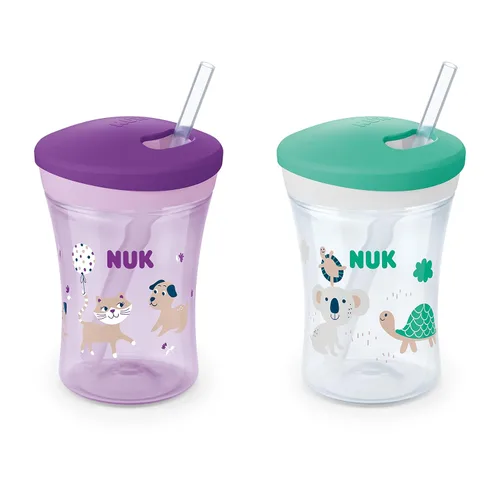 Vista 2 de NUK Evolution - Vaso con pajita, 8 onzas (paquete de 2) los colores pueden variar