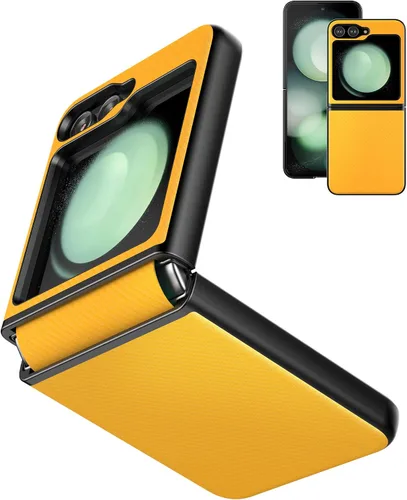 Vista 9 de Foluu Funda protectora delgada para Samsung Galaxy Z Flip 5 con protección de bisagra, correa de goma de piel sintética + carcasa de policarbonato