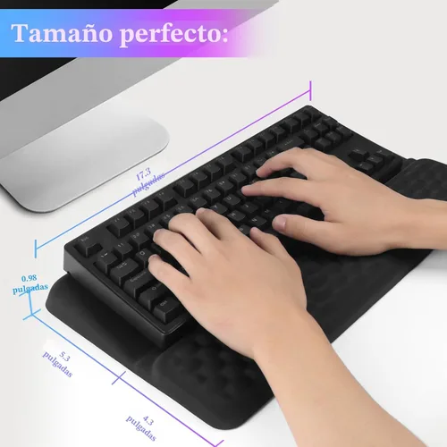 Vista 6 de Soporte para teclado de computadora con reposamuñecas, soporte ergonómico inclinado para teclado - Elevador de teclado con almohadilla para muñeca