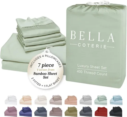 Vista 99 de Bella Coterie - Juego de sábanas tamaño individual, viscosa de bambú, de cultivo orgánico, ultrasuaves, refrescantes para calurosos, esquinas tipo