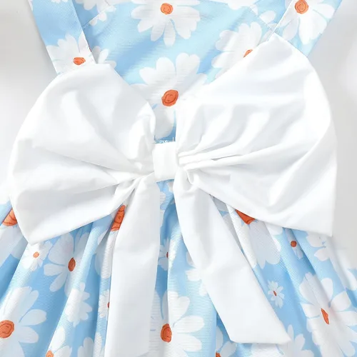 Vista 2 de Vestido para bebé recién nacida niña pequeña Vestido para niña pequeña de cuello halter sin mangas con flores Vestido de verano para niña de espalda
