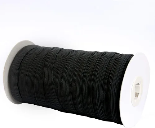 Vista 2 de Banda elástica plana de 50 yardas de longitud de 1/2 pulgada de ancho para costura, cordón elástico para proyectos de bricolaje, artes y Negro