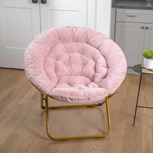 Vista 13 de EMMA + OLIVER Ersa - Silla plegable de gran tamaño de 38 pulgadas con tapicería de piel sintética acogedora en negro con marco de metal negro