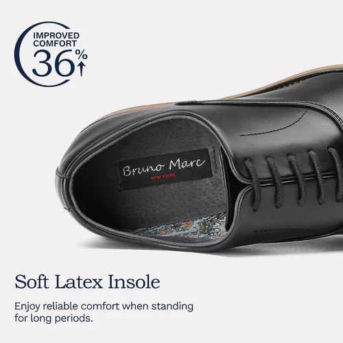 Vista 6 de Bruno Marc Zapatos de vestir formales suaves con cordones para hombre