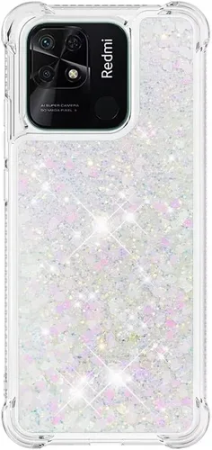 Vista 19 de Funda de silicona transparente con purpurina para Xiaomi Redmi A1 Bling Liquid Clear Star Heart Silicone Bumper a prueba de golpes, funda Azul