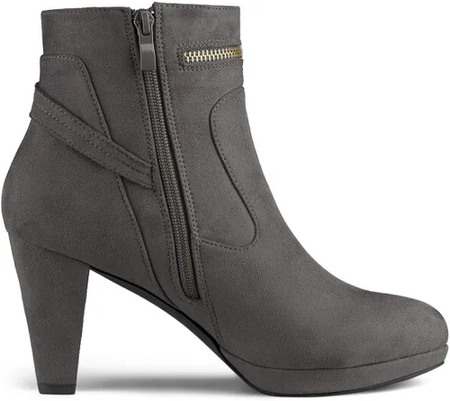 Vista 7 de Allegra K Botas de tacón medio de tobillo con punta redonda para mujer