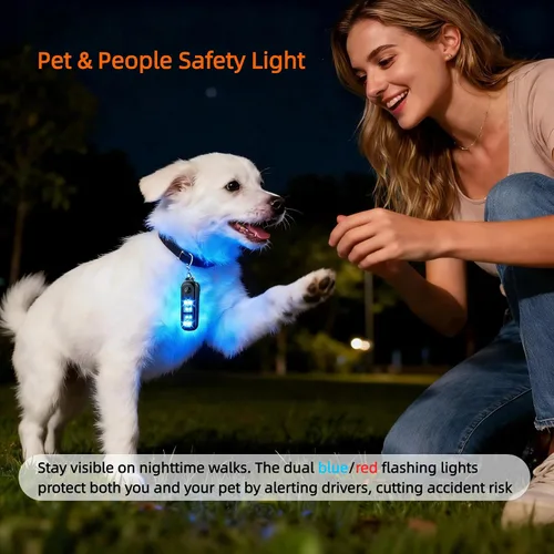Vista 7 de TECKNET Alarma de seguridad personal de 135 dB con luz estroboscópica SOS para mujer, recargable e impermeable IPX4, luces de carrera con linterna